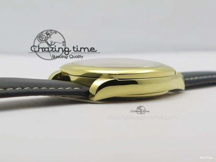 MiroTime 0114 Stylish Cellini Date YG White Stick Dial On Black Leather Strap A 3881